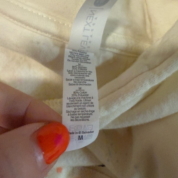 Cream Smiley Face Hoodie Unisex Medium - Picture 6 of 9